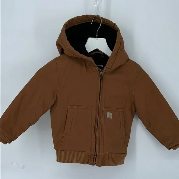 Carhartt Kid's Canvas Insulated Hooded Active Jac - Boys Size 3T - Picture 3 of 7